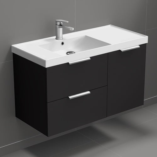 Black Bathroom Vanity, Floating, Modern, 36 Inch Nameeks LISBON9